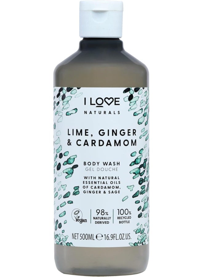 I Love Naturals Lime, Ginger, and Cardamom Body Wash - Moisturizing Body Wash - Infused with Essential Oils - Plant-Based Body Cleanser - 16.9 oz
