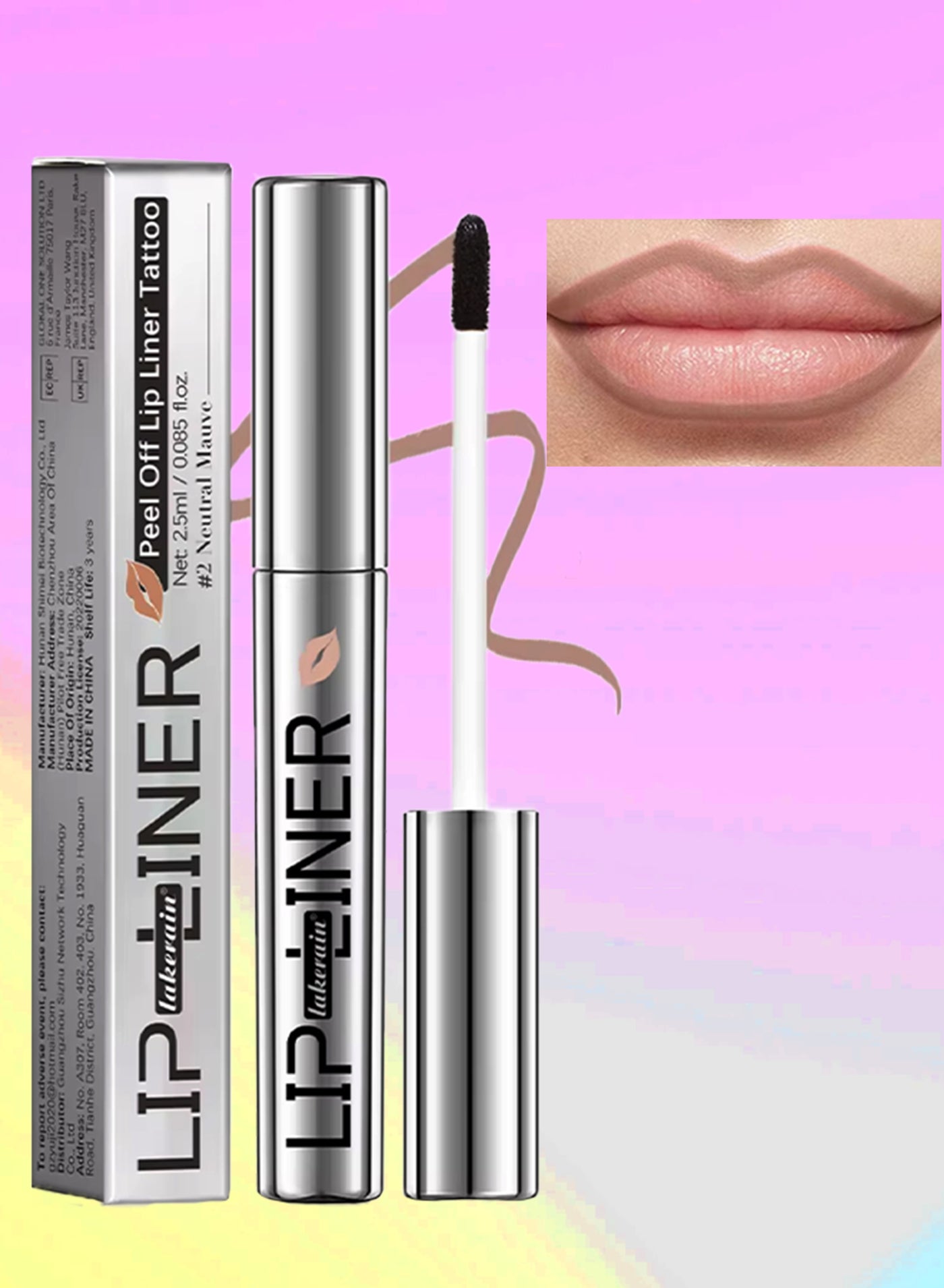 Peel Off Lip Liner Tattoo Peel Off Lip Stain Long Lasting Lip Stain Peel Off Infused with Hyaluronic Acid and Vitamin E Waterproof Long Lasting Highly Pigmented Matte Lip Tint Neutral Mauve 02
