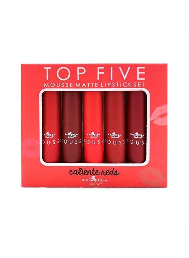 Italia Deluxe Top Five Mousse Matte Lipstick Set Caliente Reds