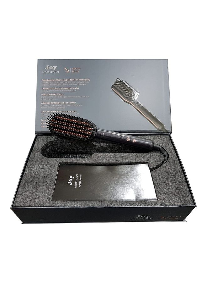Professional Heated Hair Straightening Brush – Fast Heating Electric Styling Comb with Anti-Scald Design & Ionic Technology | Frizz Control, Smooth Finish, Multiple Heat Settings – Black