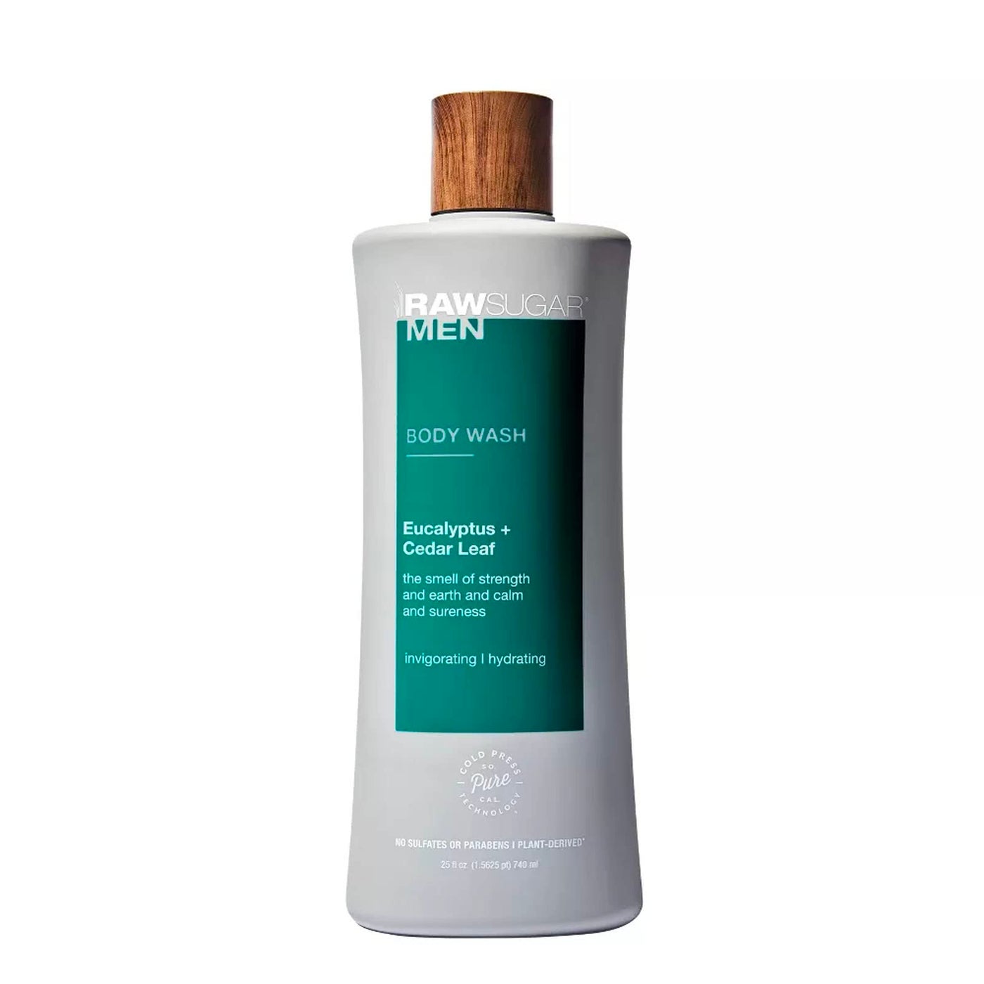 RAW SUGAR Men's Body Wash 25 fl oz (Pack of 1) (Eucalyptus + Cedar Leaf)