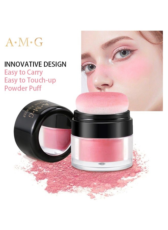 Blush Powder-with Mushroom Head Sponge,Waterproof, Matte, Brightening, Easy to Color, Not Smudge, Maintain Good Color Throughout the Day #1 Peach Pollen