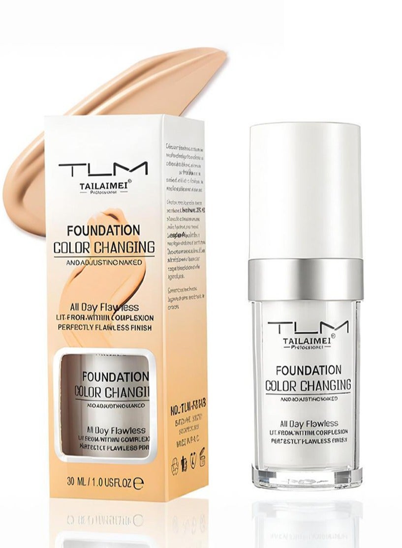Colour Changing Foundation Full Coverage, Liquid Foundation Makeup Base, Concealer for Flawless Nude Face with SPF Protection