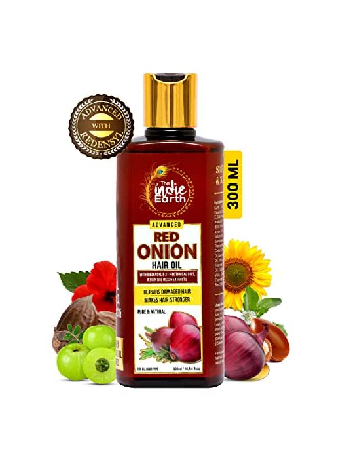 Advanced Red Onion Hair Growth Oil with Redensyl - Infused with 31+ Powerful Natural Herbs & Extracts Including Bhringraj, Tea Tree, Rosemary, Jojoba & Argan Oil - Anti Hair Fall & Hair Regrowth Oil