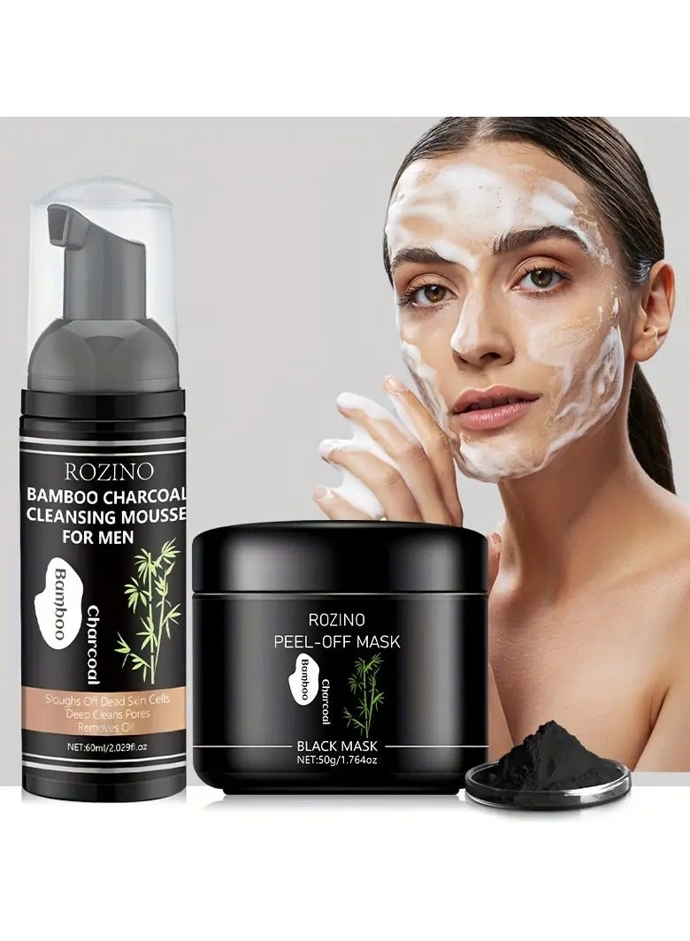Bamboo Charcoal Cleansing Mask Skin Cleansing Set 2pcs Contains a Variety of Skin Care Ingredients to Deeply Cleanse Facial Skin. One Wipe And One Tear Will Make The Skin More Refreshing And Transparent
