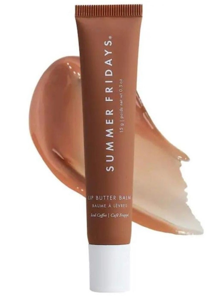 Tinted Lip Butter Balm - Conditioning Vegan Lip Balm for Instant Moisture, Shine & Hydration - Sheer-Tinted, Soothing Skincare - Iced Coffee (.5 Oz)