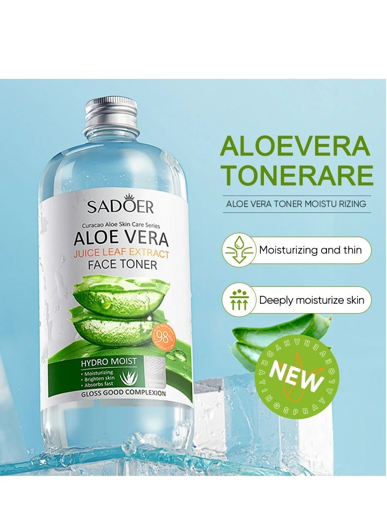 Aloe Vera Juice Leaf Extract Face Toner Hydrating Moisturizing Care Pore Shrinking Aloe Vera Beauty Toner 500 ML