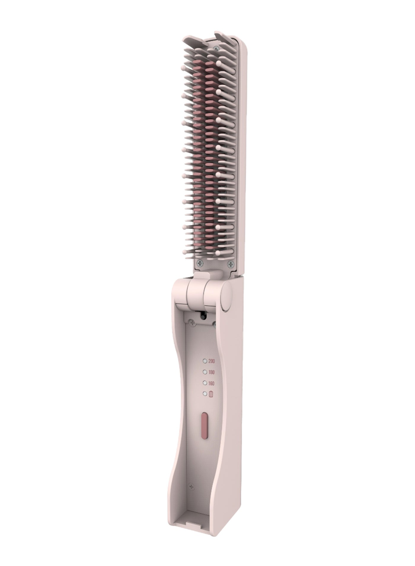 Lifestyle Rechargeable & Foldable Mini Electrical Hair Straightener Comb / Even Heat Distribution Brush / Ceramic‐Coated Teeth / 3 Heat Modes / Auto Safety Shut‐off - Pink