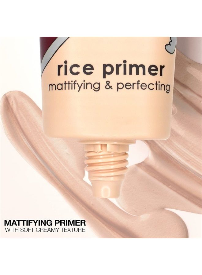 Rice Primer, Formulated with Natural Rice, Controls Oil on Your Skin and Locks in Makeup, Lightweight with a Smooth Matte Finish, Reduces Facial Shine, for All Skin Types, Beige, 0.71 Fl Oz
