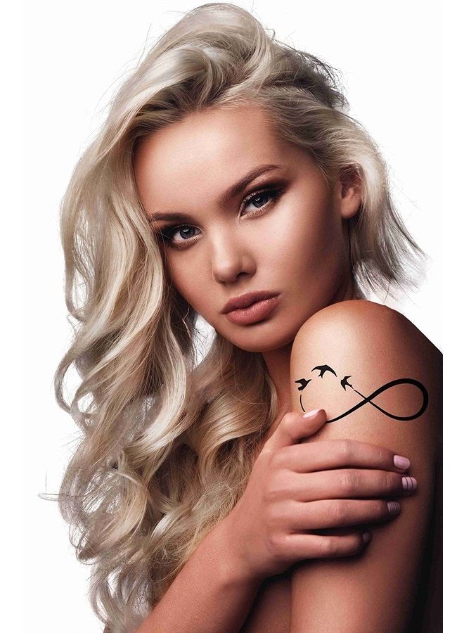 6 Sheets Temporary Tattoo Infinity Tattoo Fake tattoos Neck Arm Chest for Women Men Adults