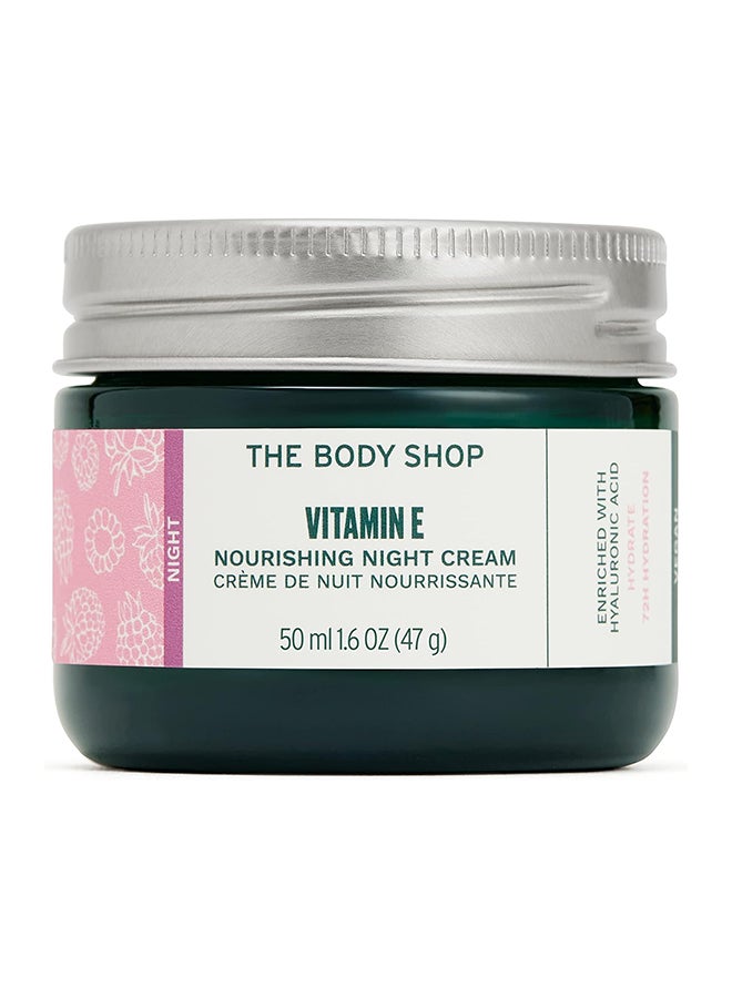 Vitamin E Nourishing Night Cream for 72Hr Hydration | Non-Greasy Face Moisturizer with Hyaluronic Acid, Vitamin E & Raspberry Seed Oil | For Dry to Very Dry Skin, Vegan, 50ml