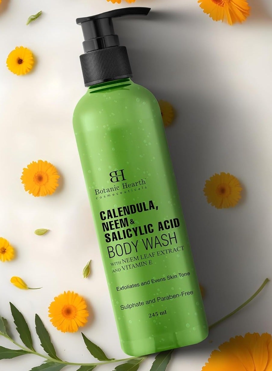 Botanic Hearth Calendula, Neem & Salicylic Acid Body Wash | Prevents Acne & Back Acne, Removes Dead Skin, Exfoliating Body Wash Shower Gel for Women & Men | Sulfate & Paraben Free | 245ml - image 6