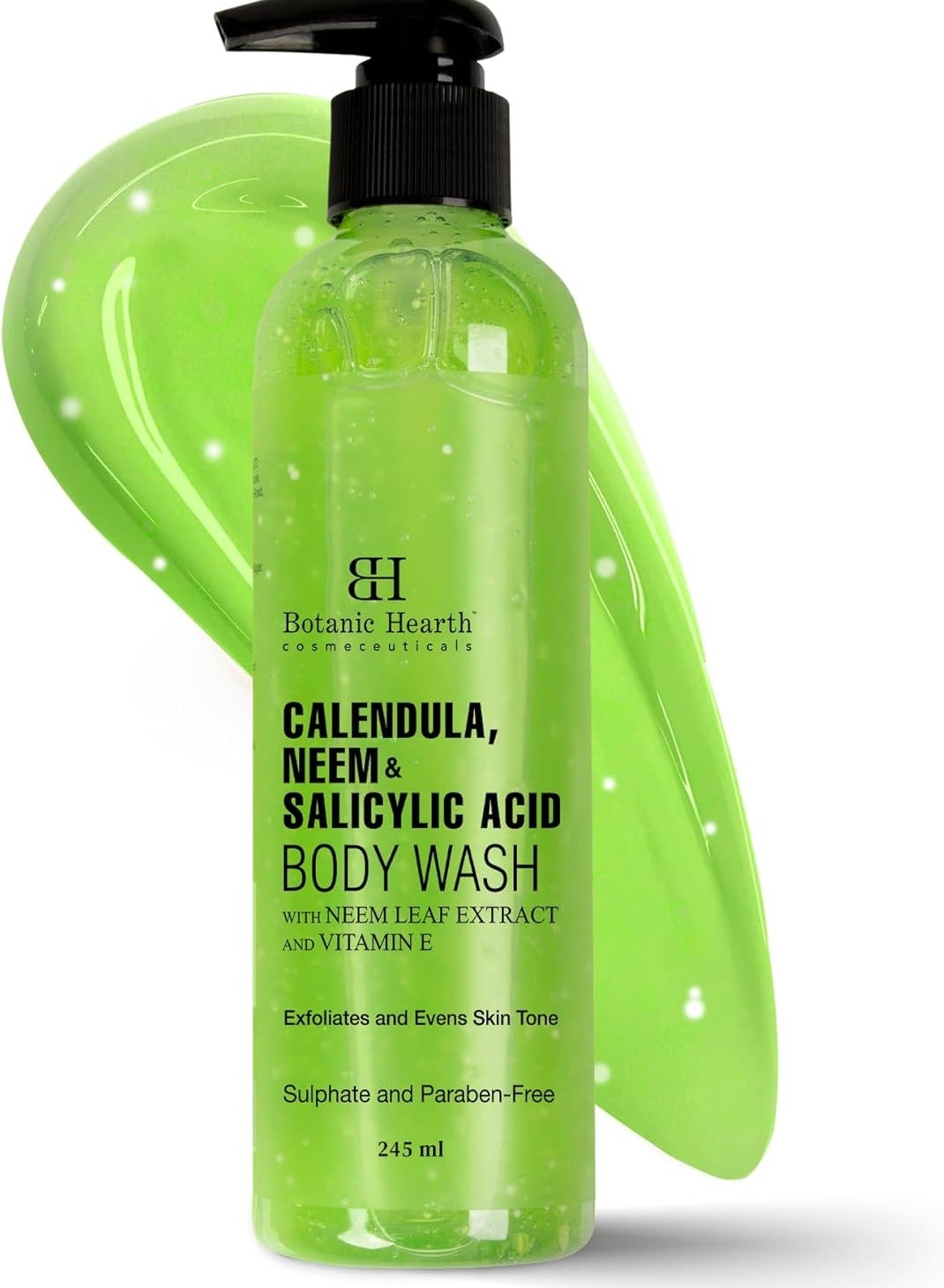 Botanic Hearth Calendula, Neem & Salicylic Acid Body Wash | Prevents Acne & Back Acne, Removes Dead Skin, Exfoliating Body Wash Shower Gel for Women & Men | Sulfate & Paraben Free | 245ml