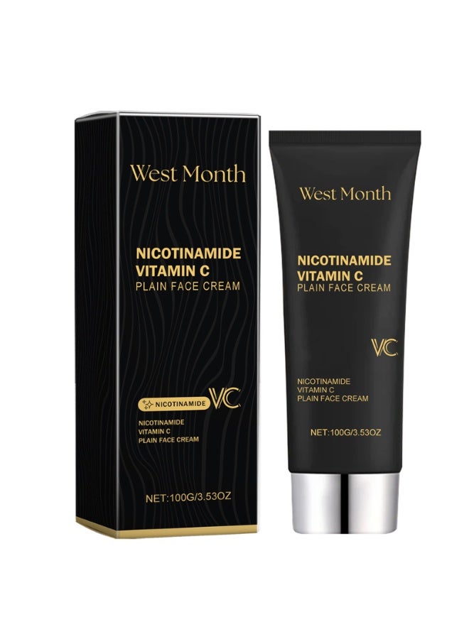 West Month VC Nicotinamide Plain Face Cream 100g Advanced Vitamin C Formula Boosts Glow Hydrates Deeply Controls Oil Minimizes Pores Improves Complexion Daily Skincare Routine Brightening Moisture Care Cream Unisex