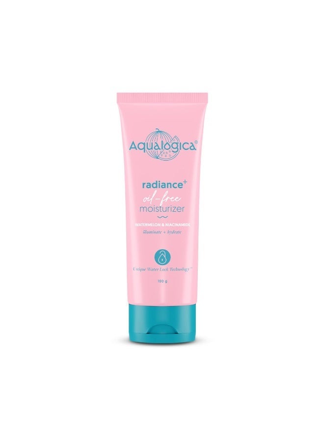 Aqualogica Radiance+ Oil-Free Moisturizer with Watermelon & Niacinamide for Deeply Nourished, Combination Skin, Oil-Free & Radiant Skin of Men & Women -100g