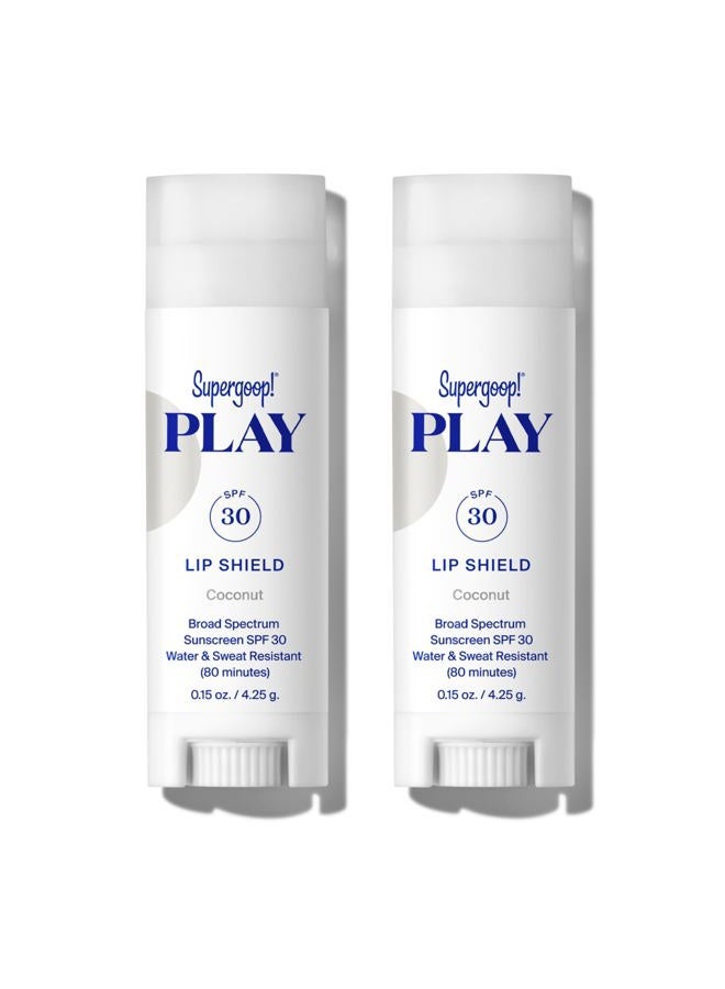 PLAY Lip Shield SPF 30 with Coconut - Pack of 2 - Moisturizing Lip Treatment For Dry Cracked Lips - Clean Ingredients & Broad Spectrum UV Protection