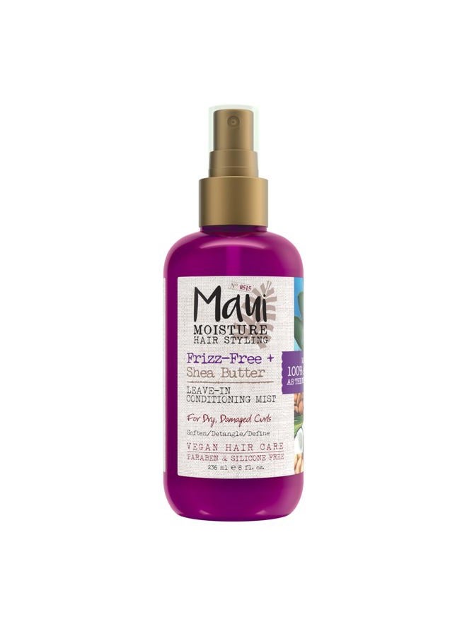Frizz-Free + Shea Butter Leave-in Conditioning Mist, Curly Hair Styling, No Drying Alcohols, Parabens or Silicone, 8 Fl Oz