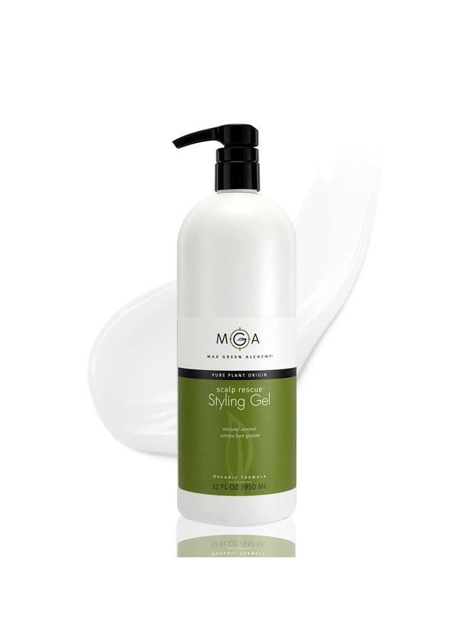 MGA Vegan Hair Styling Gel - Scalp Rescue Organic Formula for Flexible & Natural Hair Style | Curly Hair Products for Men & Women Provides Frizz Control | Alcohol Free & Color Safe Hair Gel | 32 Fl Oz