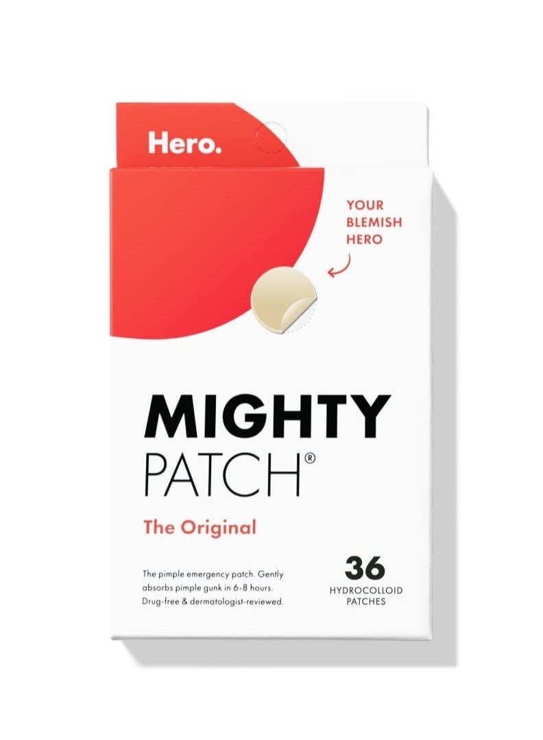 Original patch from Hero Cosmetics - Hydrocolloid Acne Pimple Patch for Covering Zits and Blemishes in Face and Skin, Vegan-friendly and Not Tested on Animals (36 Count)
