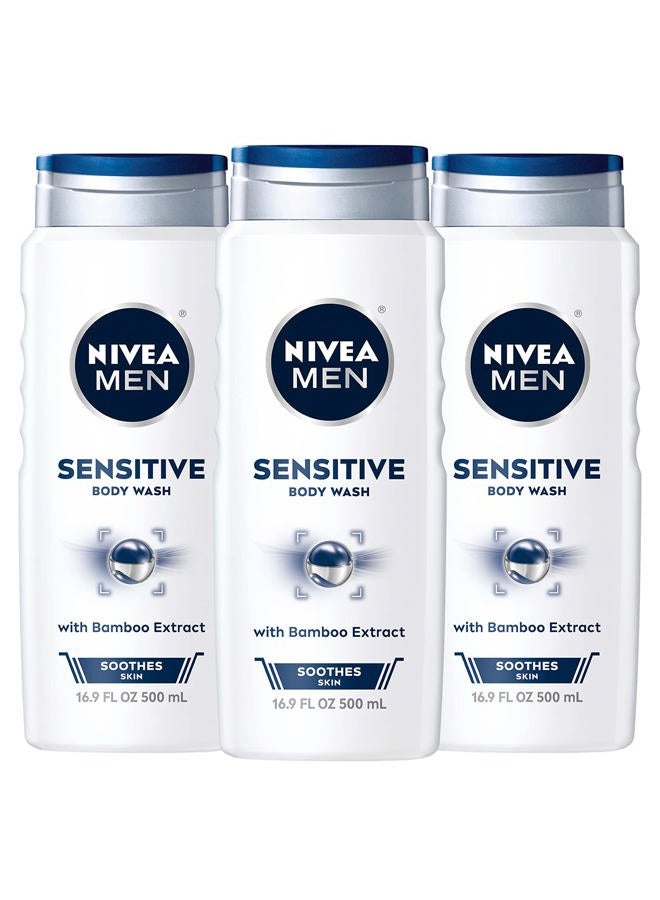 Sensitive Body Wash with Bamboo Extract, 3 Pack of 16.9 Fl Oz Bottles