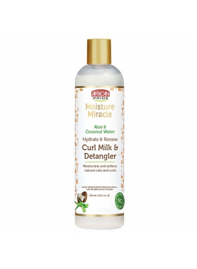 Moisture Miracle Hydrate & Renew Curl Milk & Hair Detangler, For Natural Coils & Curls, Hydrates & Controls Frizz, 12 oz