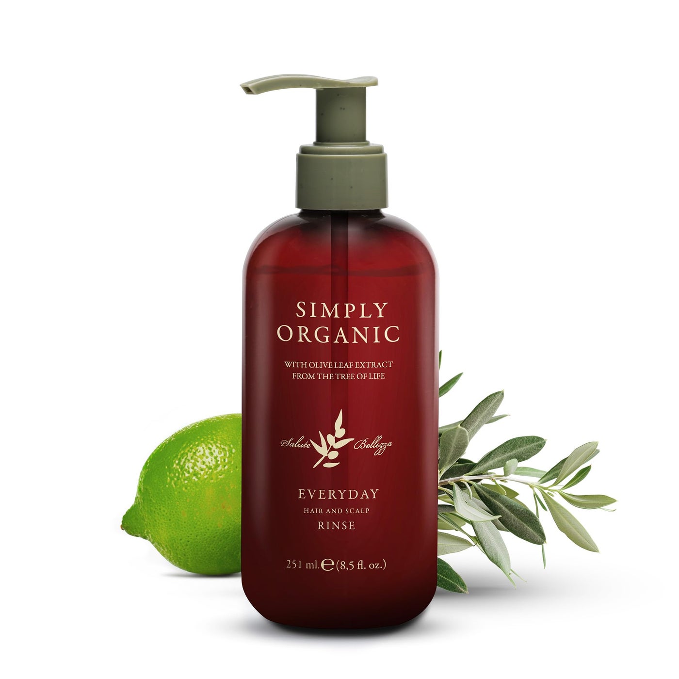 Hair & Scalp Rinse Daily Conditioner, Made in Italy, All Natural Cruelty Free Hair Care for Women & Men, Organic Olive Oil, Jojoba Oil, Spruce Tree Extract, 251ml/8.5floz, EVERYDAY
