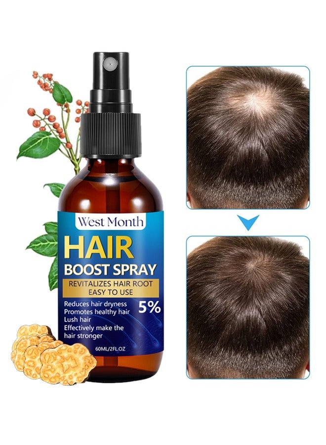 Hair Boost Spray-5% Minoxidil Hair Growth Spray for Longer Thicker Fuller Hair,Reduces hair dryness,Promotes healthy hair,Lush hair Effectively make the hair stronger or Men and Women 60ml