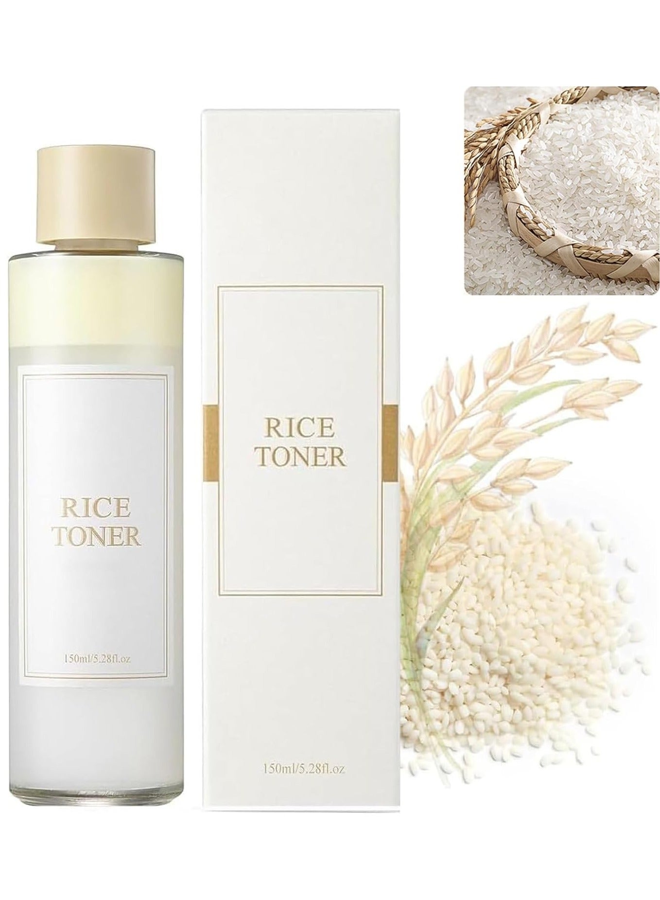 Rice Toner, 77.78% Rice Extract, Effectively Replenish Nutrients Improve Dryness Soften Cuticles Minimize Poreslighten Acne Scars Soothe And Repair Skin 150ml