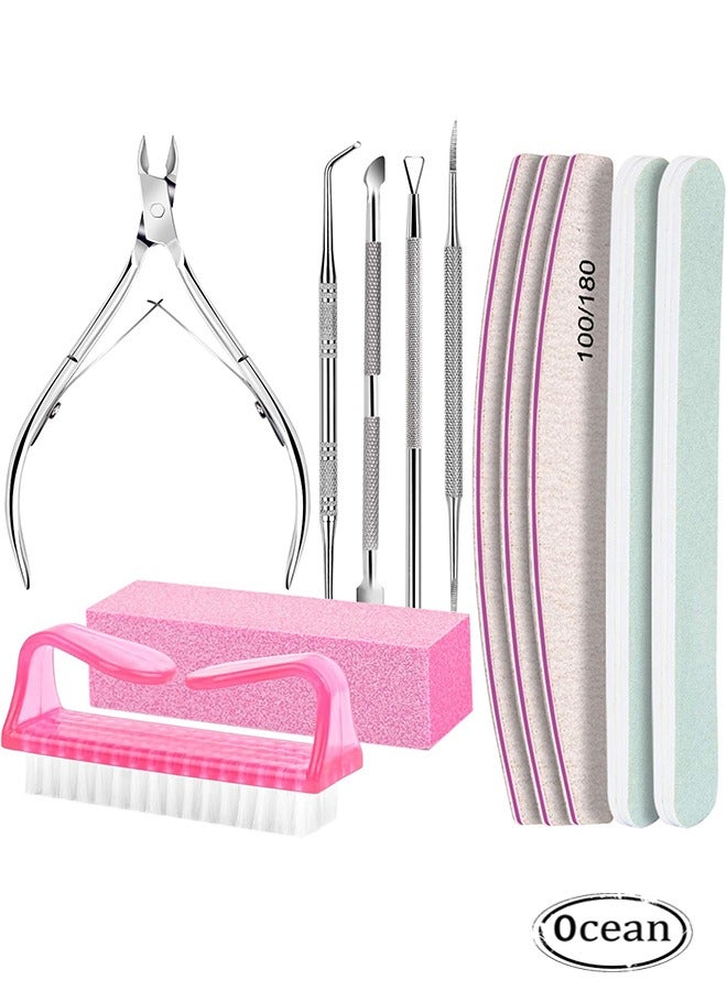Pedicure Kit Hand Foot Manicure Care Set, Nail Files 100/180, Nail Buffer Block, Cuticle Nippers, Cuticle Pusher, Cuticle Trimmer, Nail Lifter for Ingrown Toenails, Nail Tools, Nail Kit