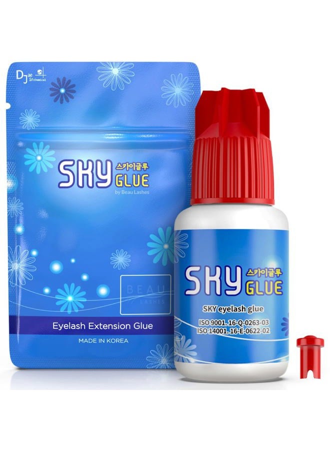 Sky Glue for Eyelash Extensions S+ | Super Strong Lash Extension Glue | Professional Black Adhesive for Long Lasting Semi Permanent Individual Lash Extensions | Fast Drying / 7+ Week Retention 5ml