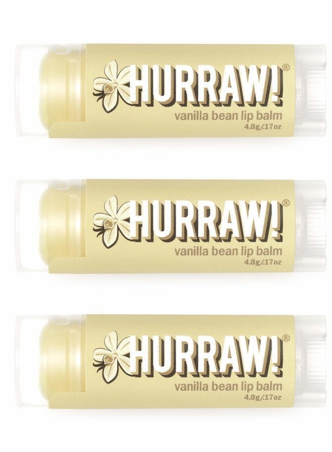 Hurraw! Vanilla Bean Lip Balm, 3 Pack: Organic, Certified Vegan, Cruelty and Gluten Free. Non-GMO, 100% Natural Ingredients. Bee, Shea, Soy and Palm Free. Made in USA