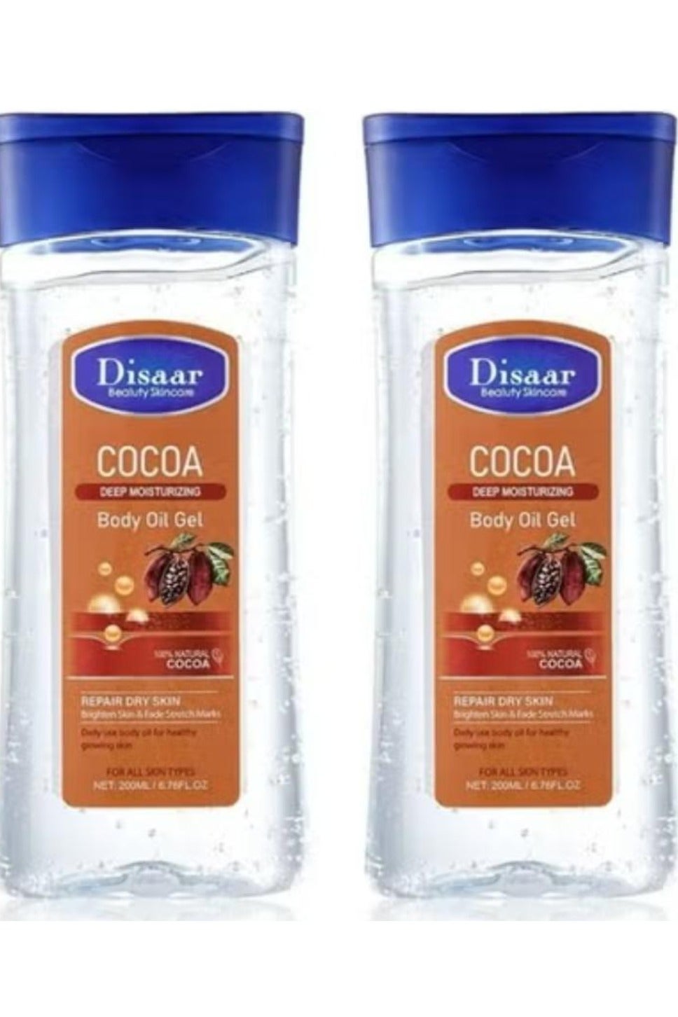 Cocoa Skin Moisturizing Body Oil Gel Whitening Body Massage Oil Gel 200 ml 2 Pcs