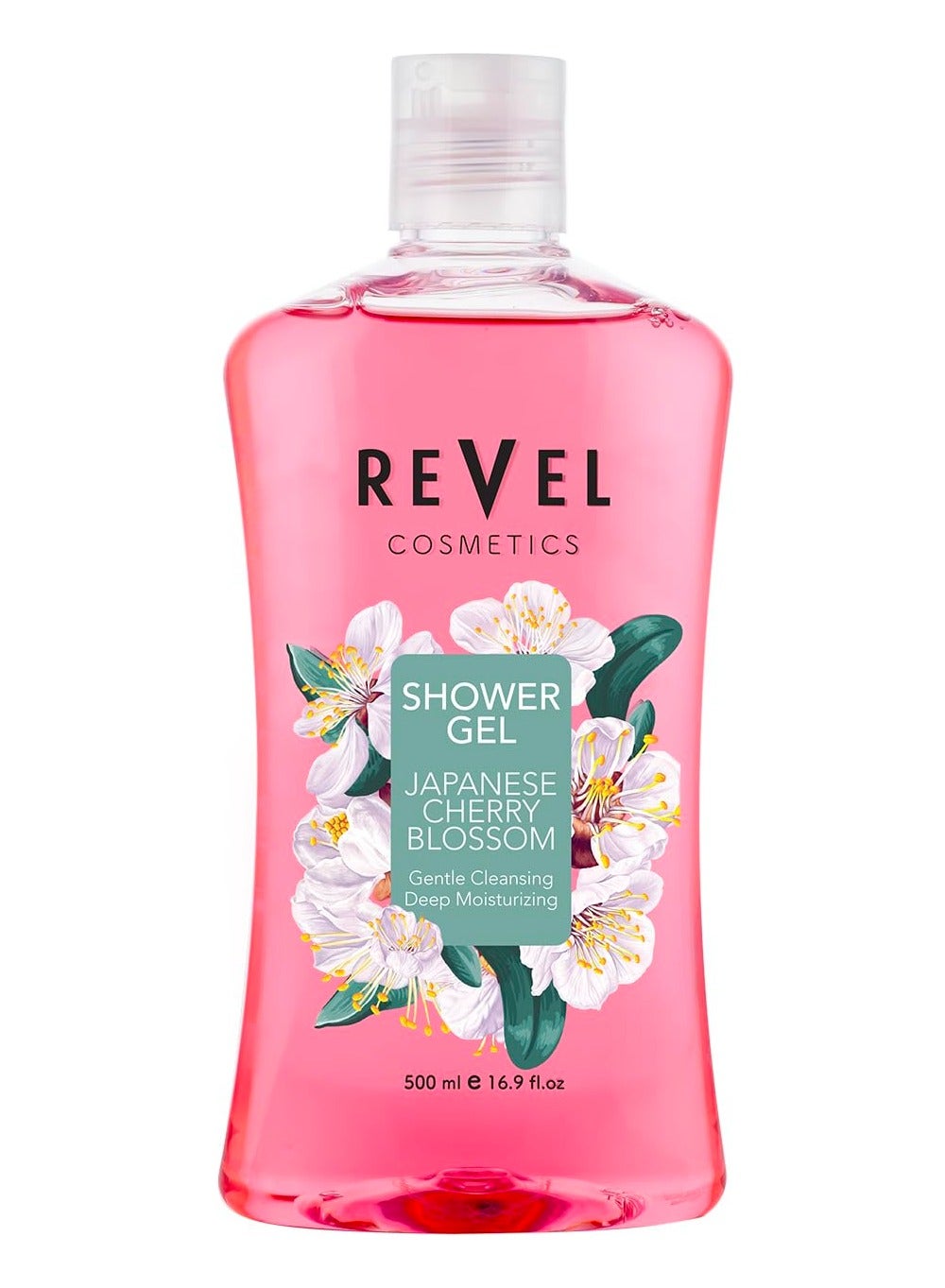 Revel Japanese Cherry Blossom Shower Gel 500ml Pink, Gentle Cleansing, Deep Moisturizing, Daily Use, Moisturising Body Wash, For Men & Women, Bath & Body, For All Skin Types