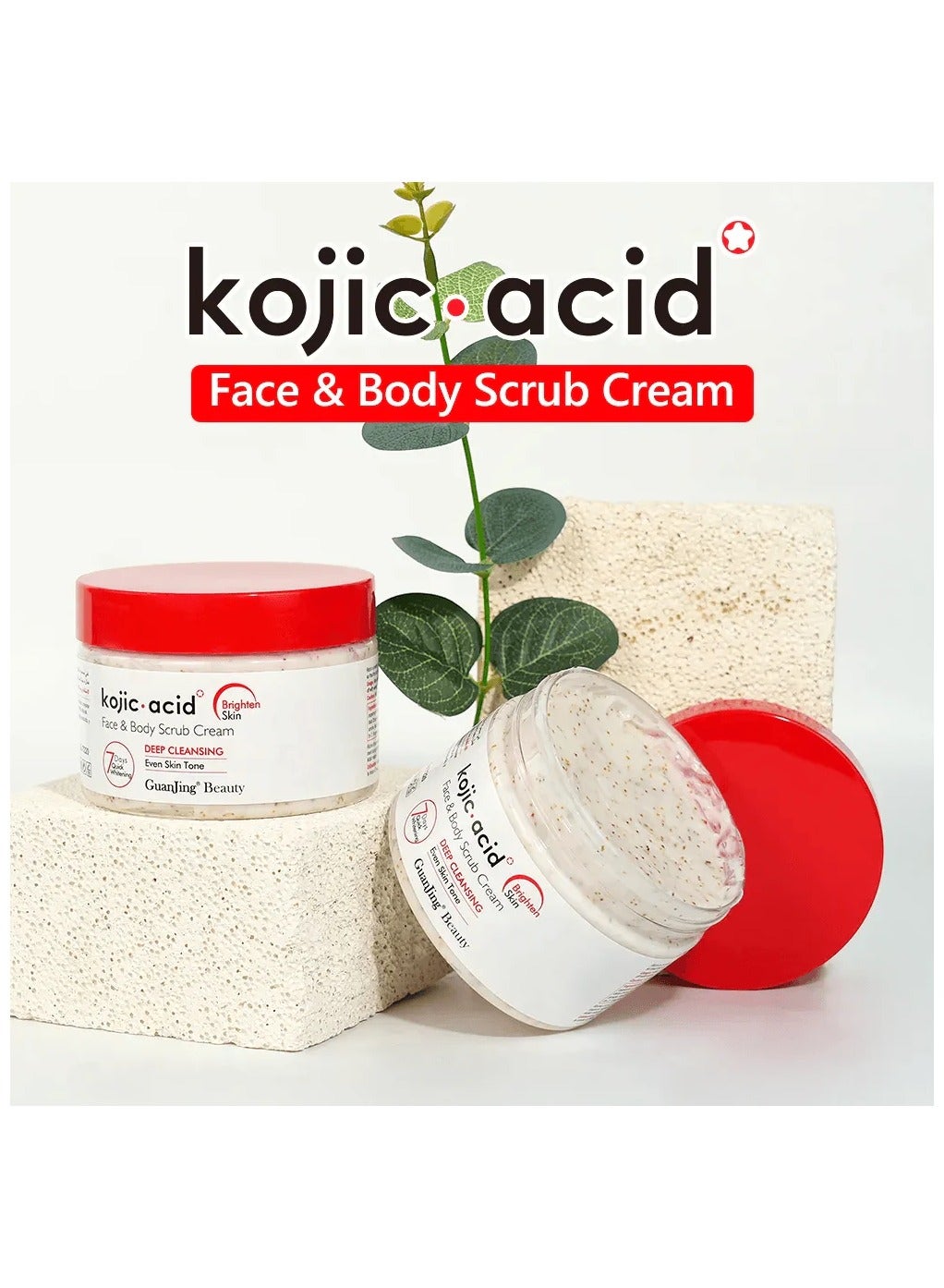 Kojic Acid Face Body Scrub Cream Beep Cleansing Even Skin Tone