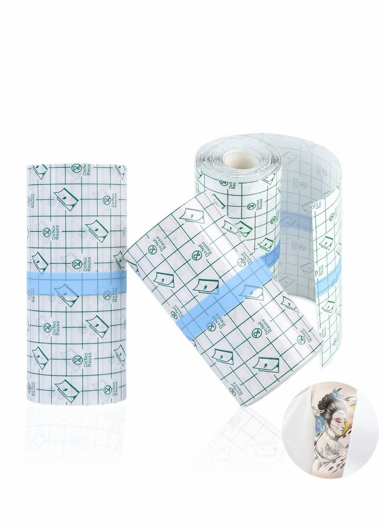 Tattoo Aftercare Bandage, Transparent Film Dressing, second Skin Healing Protective Bandages Stretch Antibacterial Wound Tape,Dermalize (2 m x 15 cm)