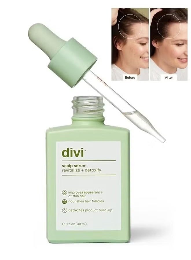 Scalp Serum with Revitalize and Detoxify 30ml, Improves Appearance of Thin Hair, Nourishes Hair Follicles, Detoxifies Product Build Up for Man and Women, Promotes Healthy Scalp and Fuller