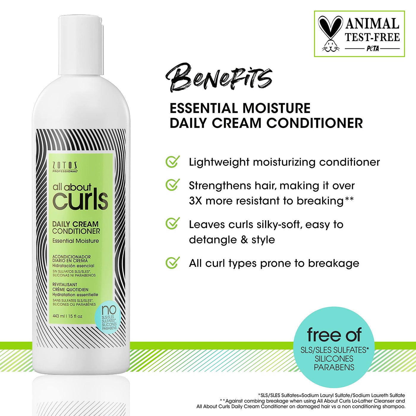 ALL ABOUT CURLS Daily Cream Conditioner Essential Moisture for All Curly Hair Types | Strengthens | 3X Resistance to Breaking | Cruelty-Free & Sulfate-Free, 32 Fl Oz