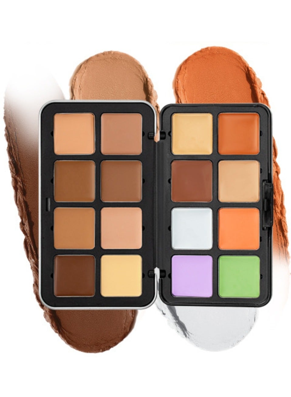 16 Colors Face Basis Palette Cream Makeup Palette All in One Makeup Palette Kit Blush Eyeshadow Contour Highlighter Foundation Concealer for Face Waterproof Long Wearing Blendable Cream Palette Set A 40g