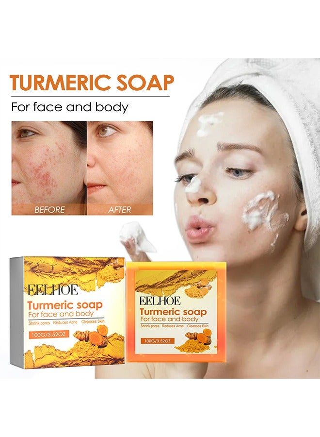Turmeric soap For face and body-Moisturizing Turmeric Soap For Face And Body, Soft And Smoother Skin Reduce Pigmentation100G