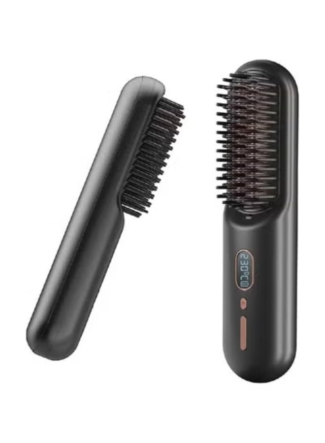 Portable Cordless Hair Straightener Brush 2-in-1 with Negative Ion Technology, USB Rechargeable Hot Comb for Smooth and Shiny Hair, 60-Minute Long-Lasting Battery, 12 Adjustable Temperature Levels, Fast Heating Anti-Scald Design, Lightweight Travel-Friendly Styling Tool for All Hair Types Including Curly, Wavy, Thick and Fine Hair