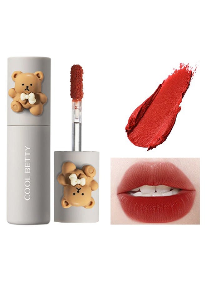 Matte Velvet Lip Gloss, Velvet Fog Lip Muddy Texture,Long Lasting,Non-Stick Cup,Waterproof Feminine Lipstick, for Lips and Cheeks. (Orange)
