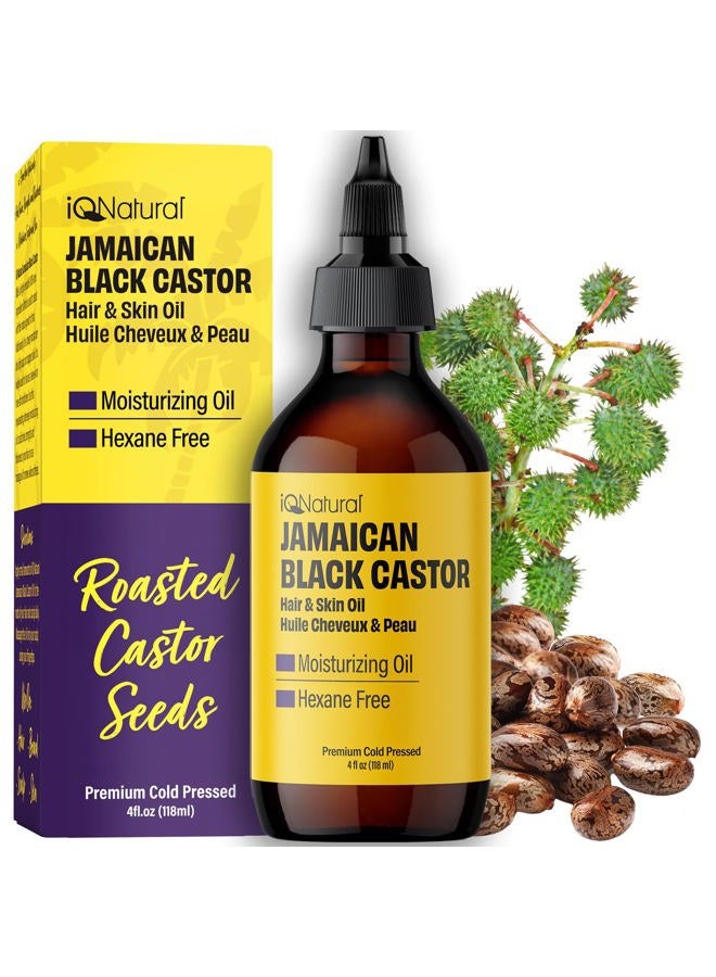 4oz Organic Cold Pressed Jamaican Black Castor Oil for Hair Growth and Damaged, Dry Scalp - Unscented, Hexane-Free