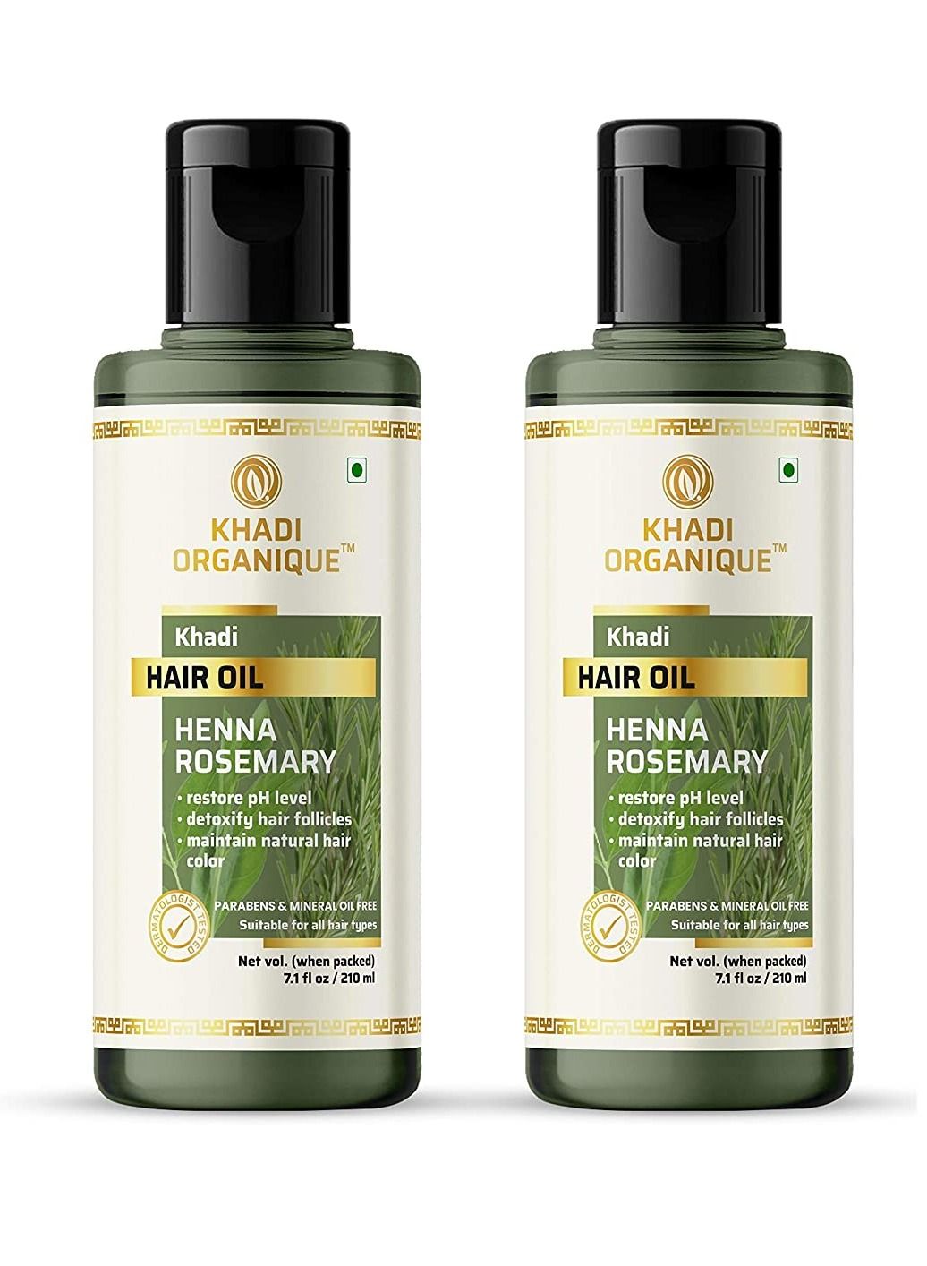 Khadi Organique Henna Rosemary Hair Oil pack of 2