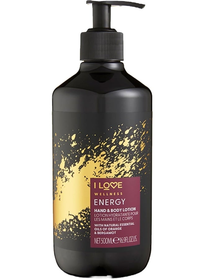I Love Wellness Hand & Body Lotion Energy | 500ml | Citrus-Infused Moisturizer | Vegan, Sulfate-Free & Energizing for Daily Use