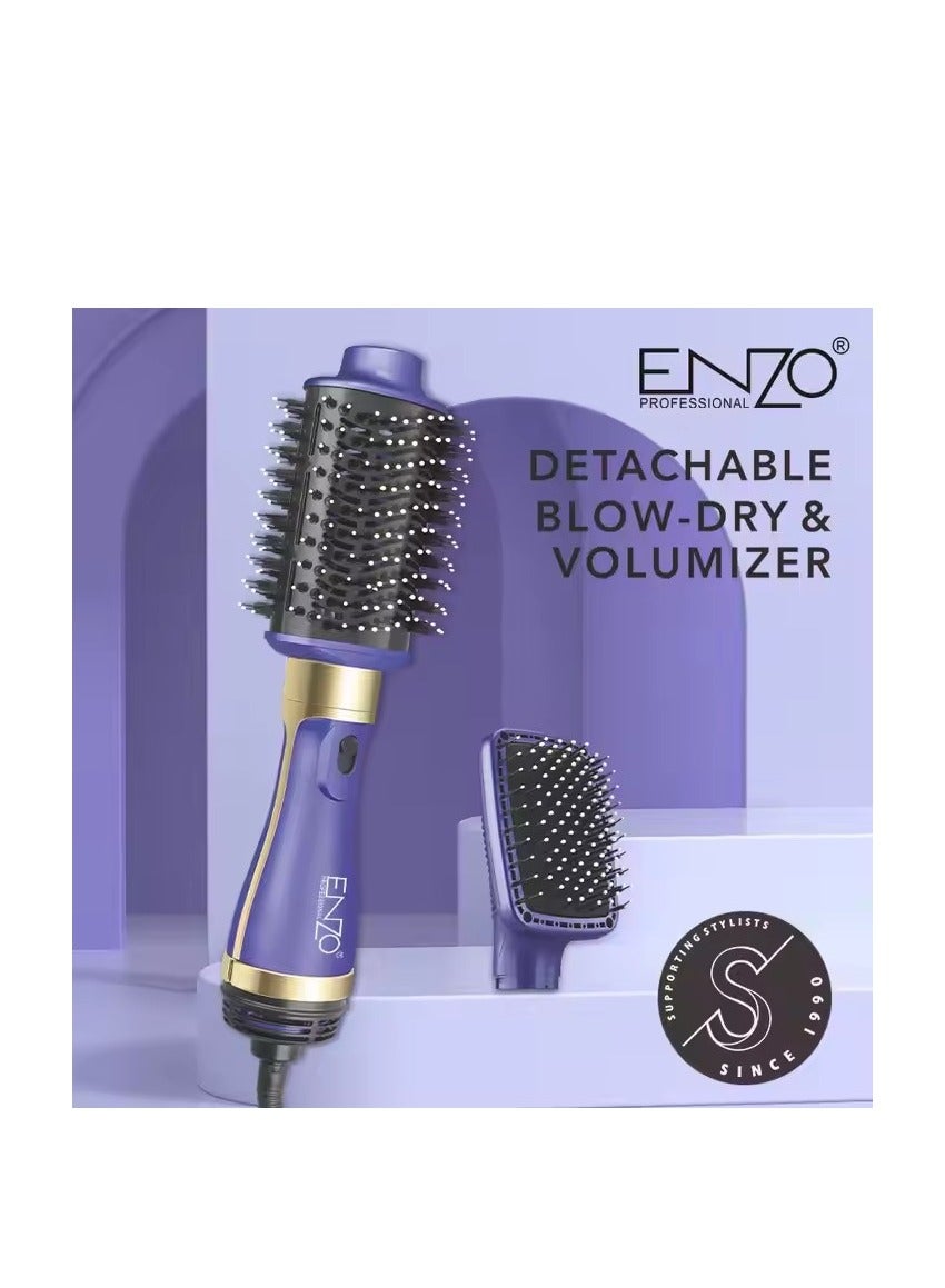Multi-Function Hair Straightening Brush with Detachable Blow-Dry & Volumizer"