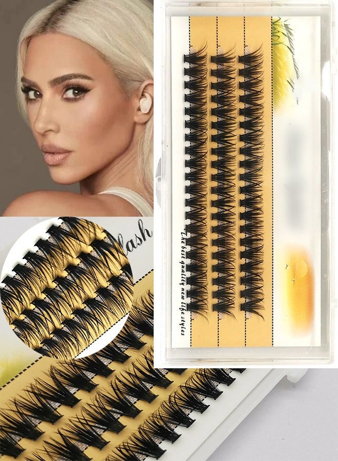 Individual Eyelashes Set 60 Individual Cluster Lashes 16mm DIY Eyelash Extension Natural Look Reusable Glue Bonded Black