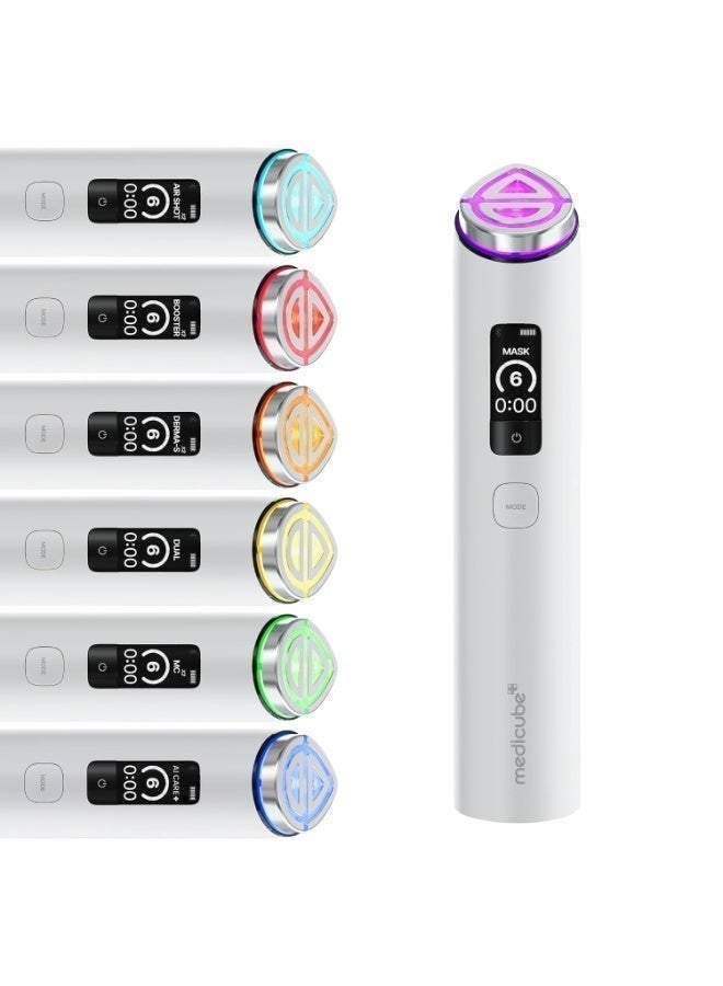 Medicube AGE-R Booster Pro X2 White | 8-in-1 Smart Facial Device | Booster Infusion, Microcurrent, EMS, Air Shot, 7-Color LED Therapy & Sonic Vibration | Dual Mode + Mask Mode, App-Controlled At-Home Skincare Tool for Pores, Firmness, Dullness & Uneven Texture