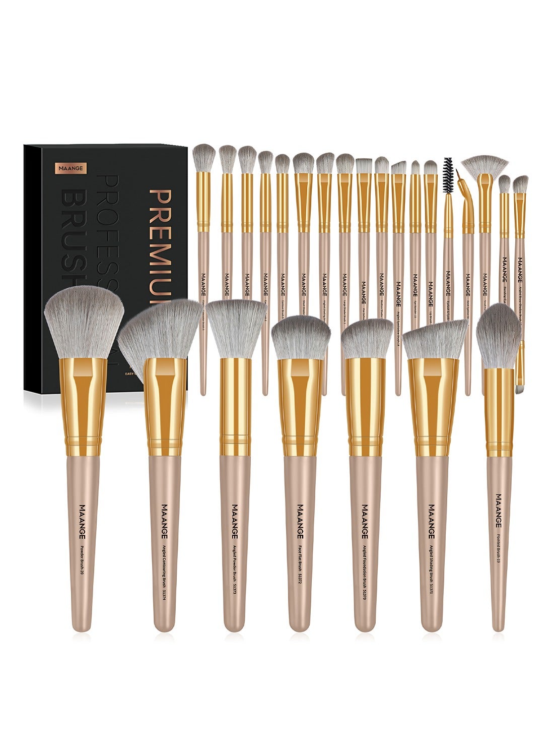 25 Pcs Professional Makeup Brush Set - Elevate Your Beauty Regime--Beige