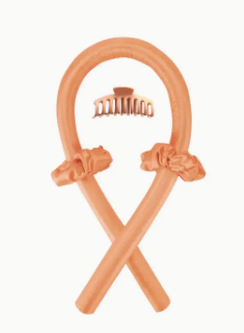 Heatless Curling Rod Headband,Lazy Hair Curler,No Heat Silk Curlers,Soft Rubber Hair Rollers,Curling Ribbon and Rods for Natural Hair,Hair Waver Hair Curling Kit for Natural Waves (Orange)