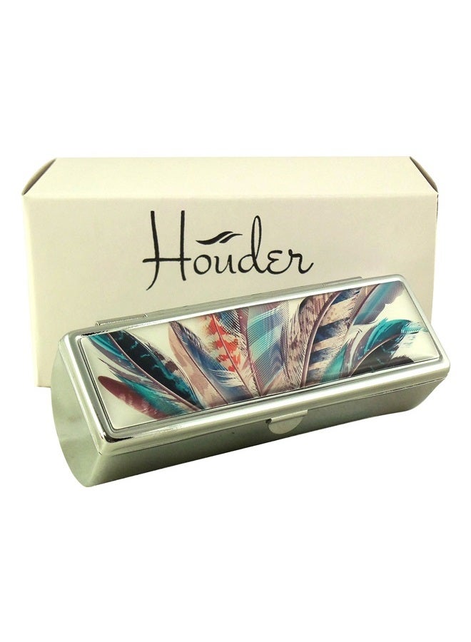 Designer Lipstick Case with Mirror for Purse - Decorative Lipstick Holder with Gift Box - Velvet Lined - Protect Your Lipsticks in Style (Red Roses)